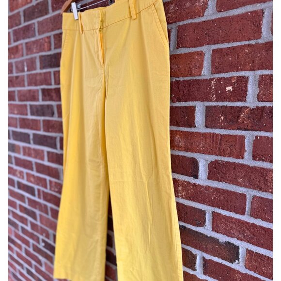 Trina Turk Yellow Wide Leg Trouser Pants Size 8 Lightweight Summer Resort - Picture 4 of 6